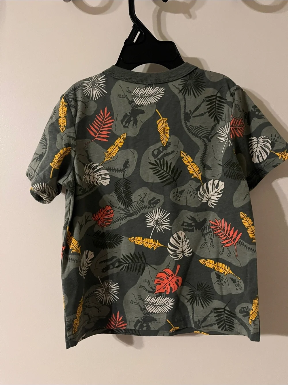 The Children's Place Olive Green Tropical Pocket Tee with Coral Accent